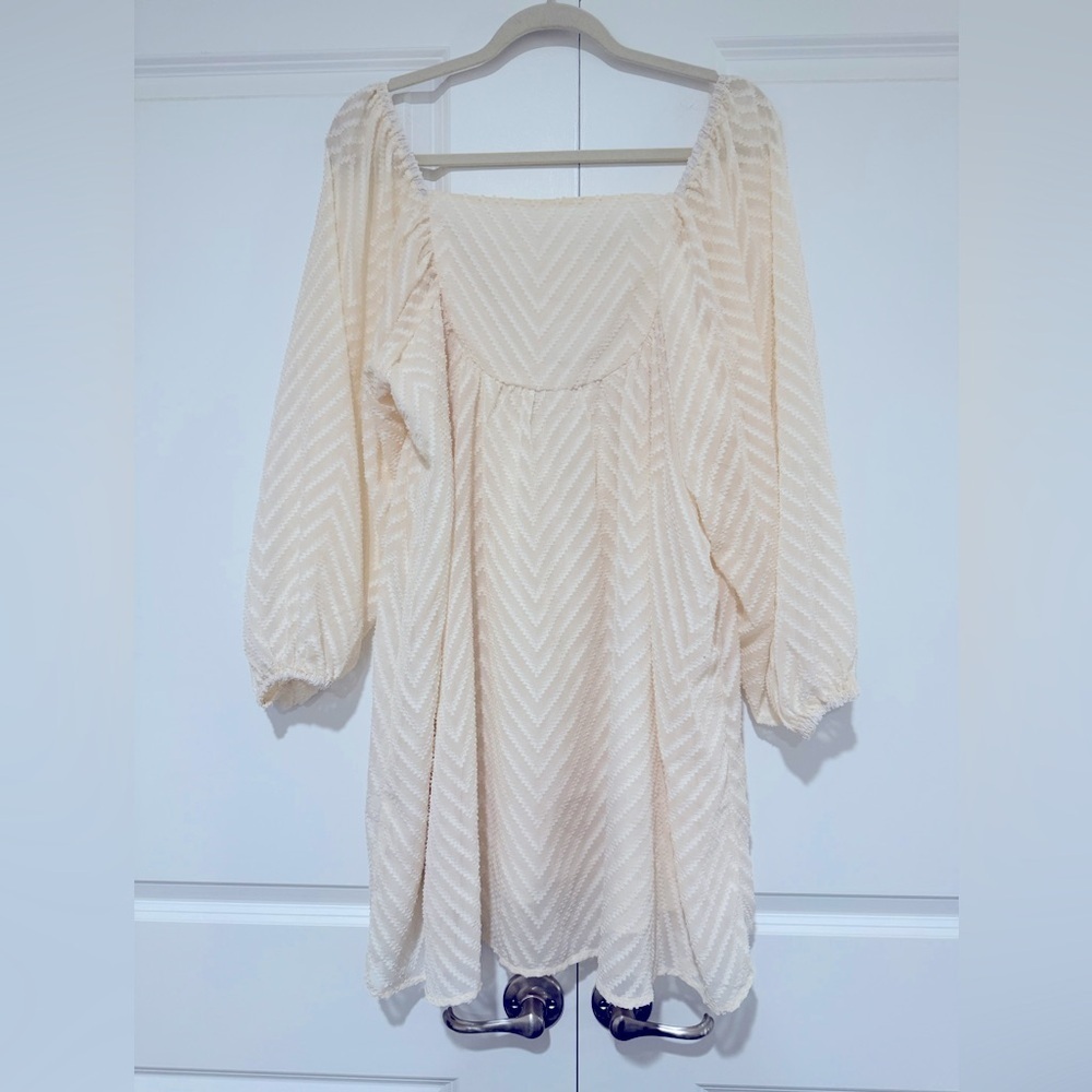 Women’s ruffle long sleeve flowy mini square neck dress NWOT - Picture 3 of 5